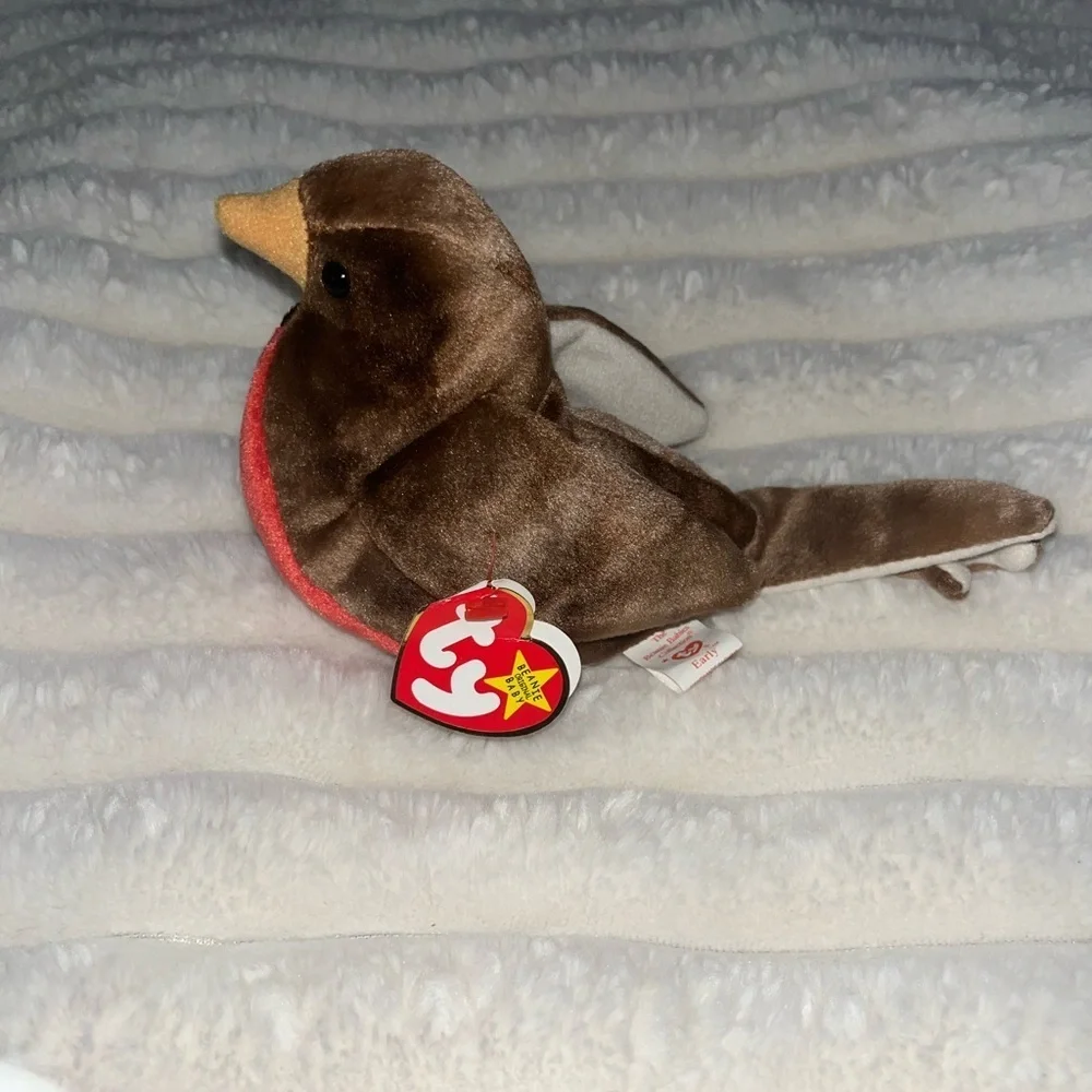 Ty Brown and Red Bird Plush Toy Ty Beanie Baby 